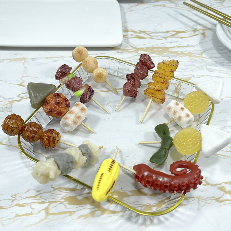 Centerpiece Stick - จำลองใหม่พวงกุญแจอาหาร Pvc อาหารชุดจี้ Dual-Purpose Lamb Skewers